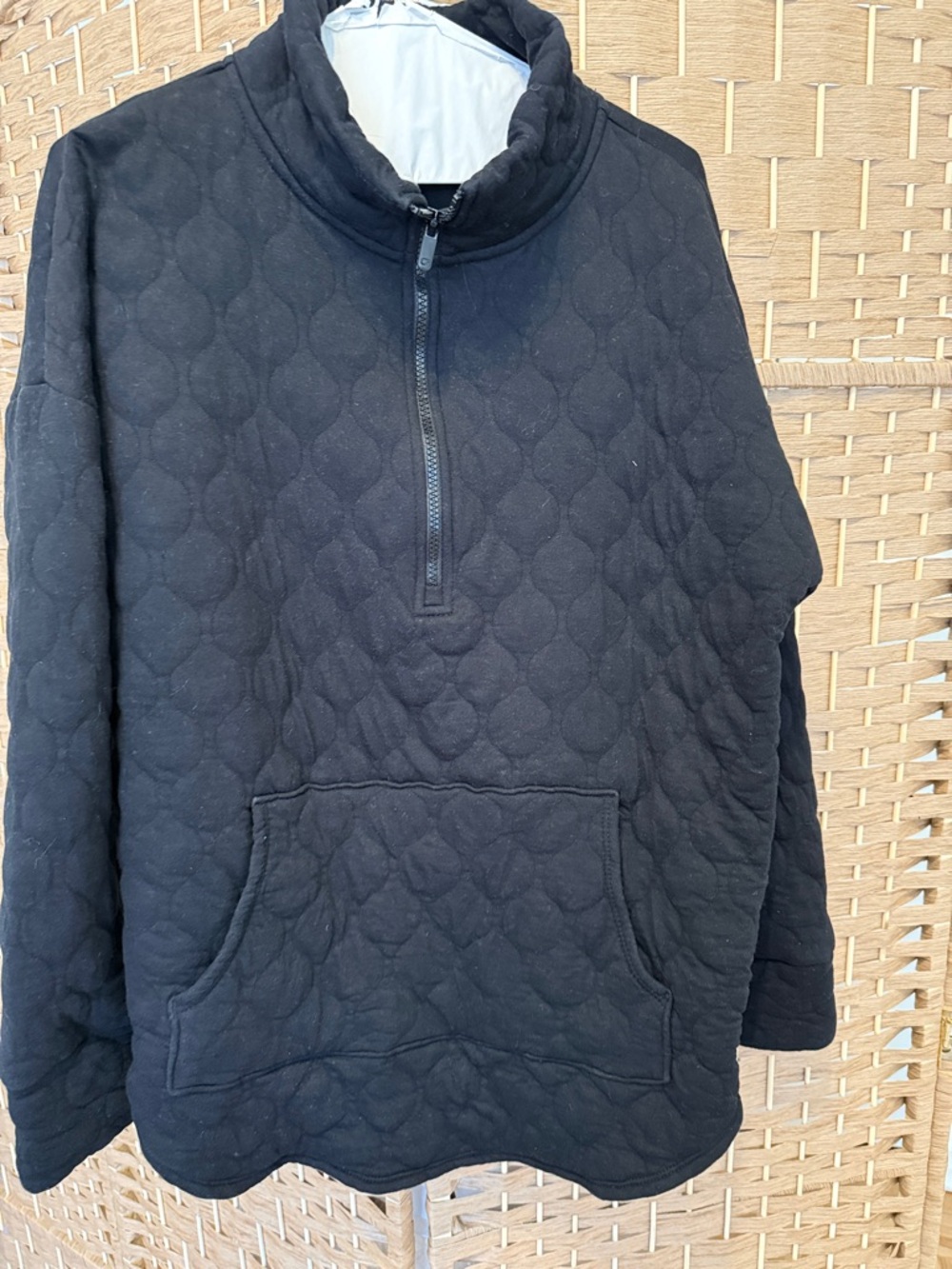 Gap Athletic Size S Quilted Half-Zip Pullover Sweatshirt - Black